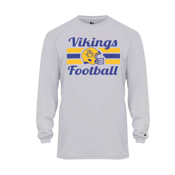 YOUTH - Vikings Football - Retro Helmet - Performance LS T-shirt