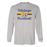 ADULT - Vikings Football - Retro Helmet - Performance LS T-shirt
