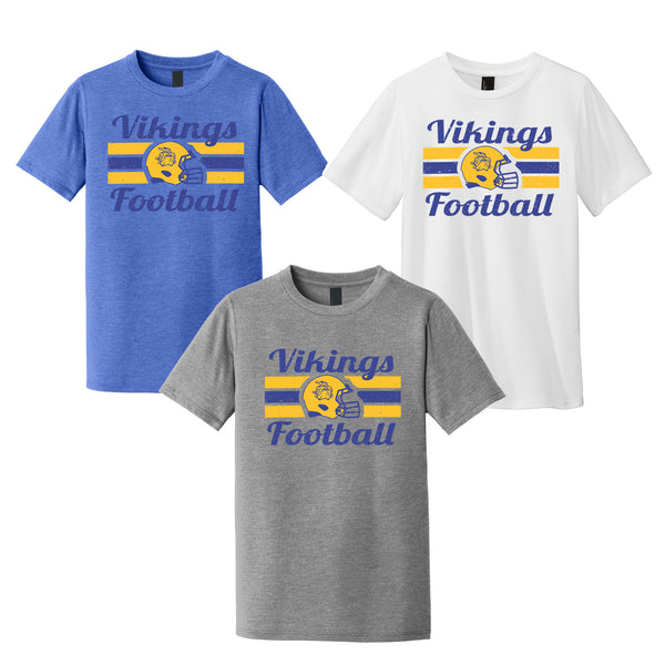 ADULT - Vikings Football - Retro Helmet - TriBlend T-shirt