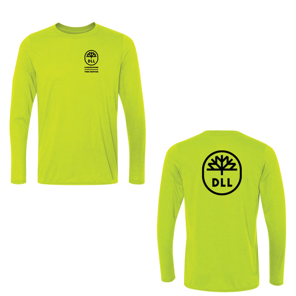 DLL LANDSCAPING - Safety Green - Long Sleeve Performance T-Shirt