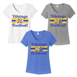 ADULT - Vikings Football - Retro Helmet - Womens Vneck