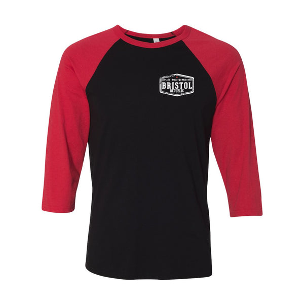 Mens Red & Black Raglan Baseball Shirt