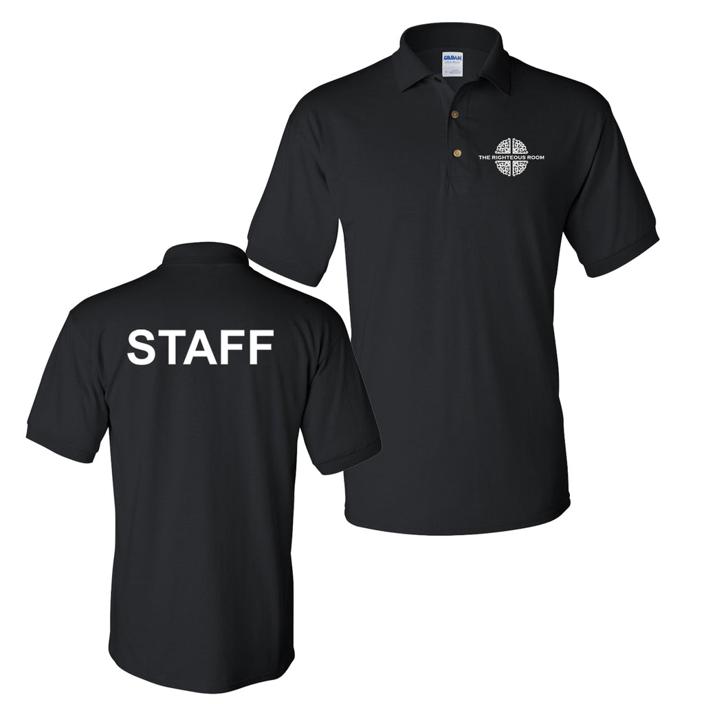 Righteous Room STAFF Logo Fit Polo – directthreadstore